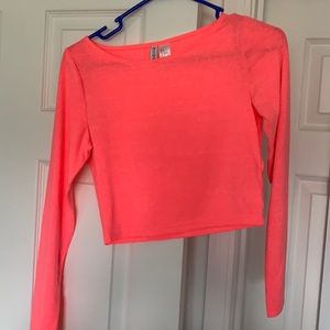 Hot pink long sleeve crop top